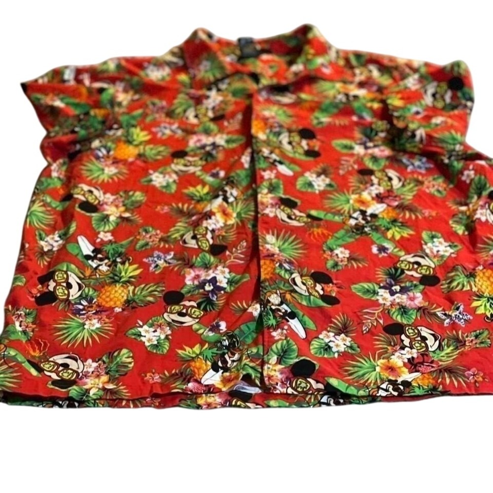 Disney Mickey Mouse Hawaiian Shirt XXL Tropical Button Up Camp Shirt Mens